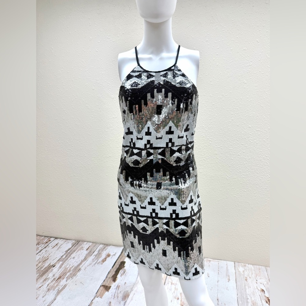 My Michelle Geometric Aztec Sequin Mini Sz 13 Party Tribal Print Bodycon Disco